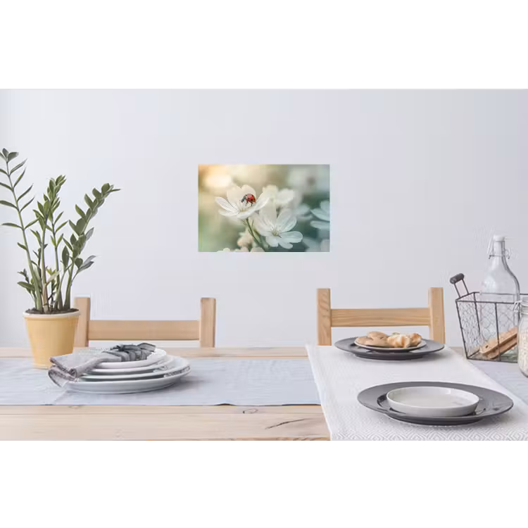 Muursticker - Lieveheersbeestje - Bloemen - Wit — 3