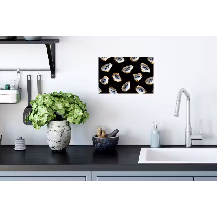 Muursticker - Oesters - Vissen - Blauw - Goud — 2