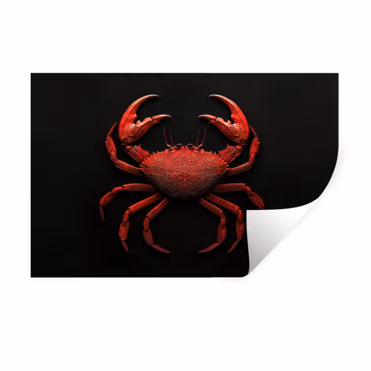 Muursticker - Krab - Rood - Vissen - Schaaldieren — 1