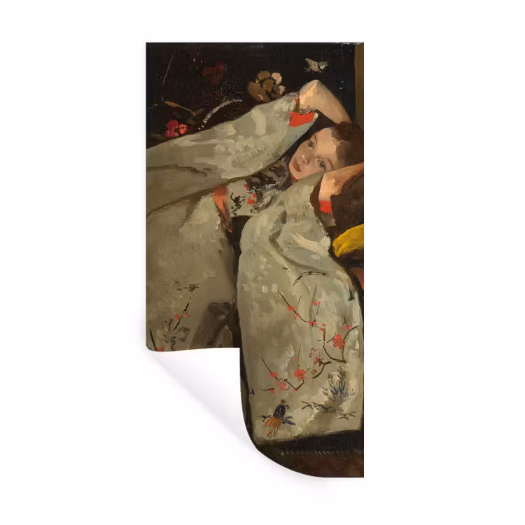 Muursticker - Meisje in witte kimono - Schilderij van George Hendrik Breitner — 1