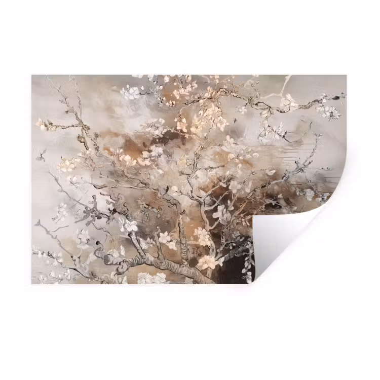 Muursticker - Amandelbloesem - Kunst - Van Gogh - Beige - Abstract — 1
