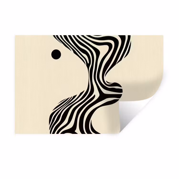 Muursticker - Beige - Lijnen - Golvend - Abstract — 1