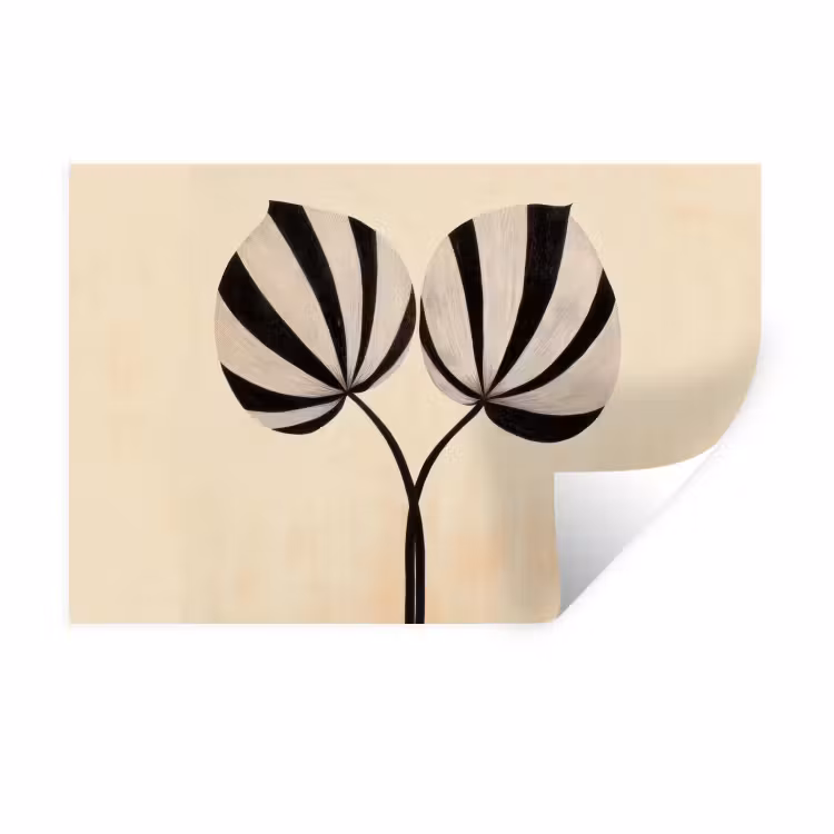 Muursticker - Bladeren - Gestreept - Stengel - Beige — 1