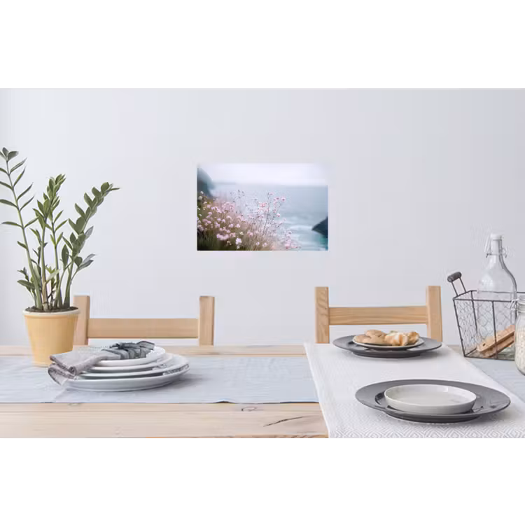 Muursticker - Klif - Bloemen - Zee - Roze — 3