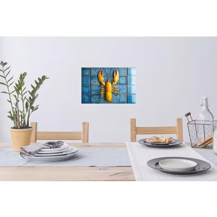 Muursticker - Kreeft - Geel - Blauw - Tegels — 3