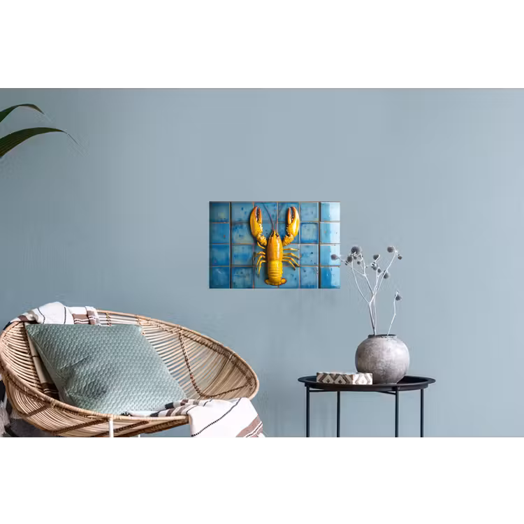 Muursticker - Kreeft - Geel - Blauw - Tegels — 4