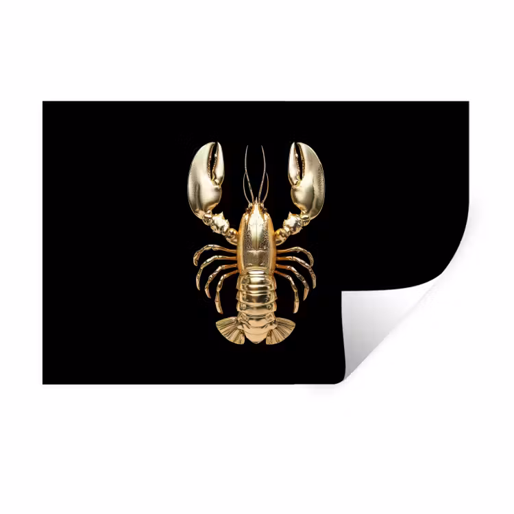 Muursticker - Kreeft - Goud - Textuur - Zwart — 1