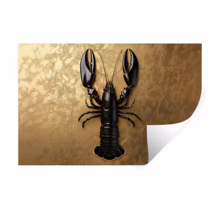 Muursticker - Kreeft - Zwart - Goud - Luxe — 1