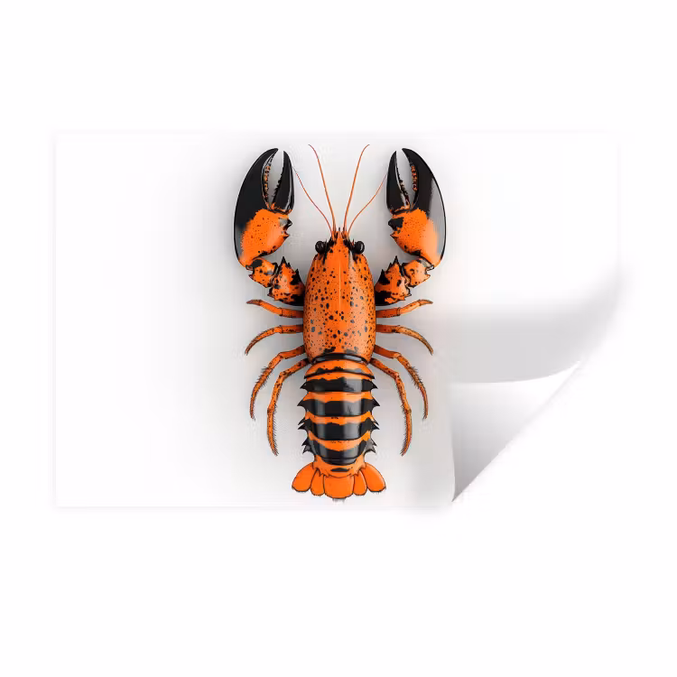 Muursticker - Kreeft - Zwart - Oranje - Wit - Uniek — 1