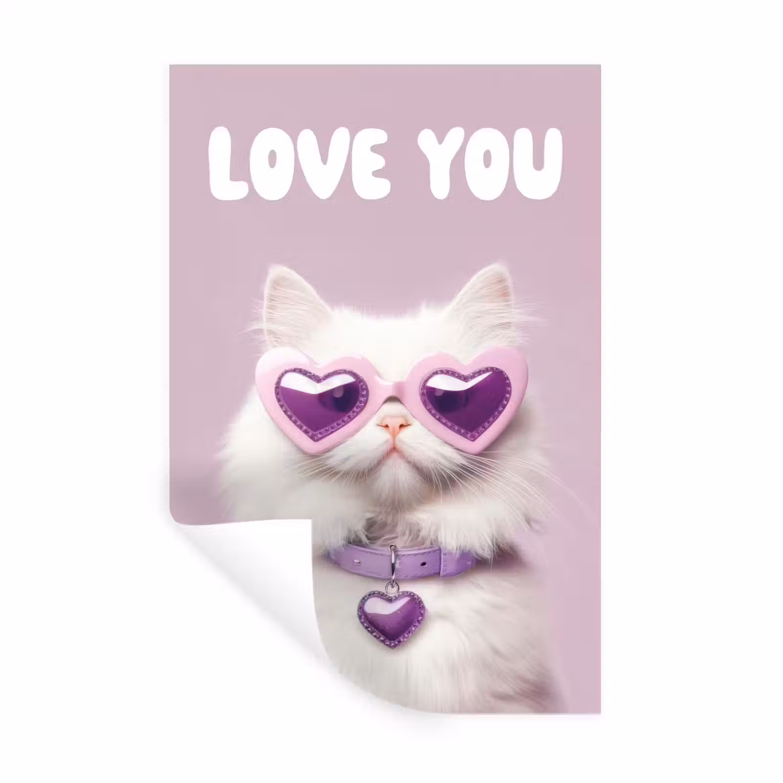 Muursticker - Kat - Love - Paars - Valentijn — 1
