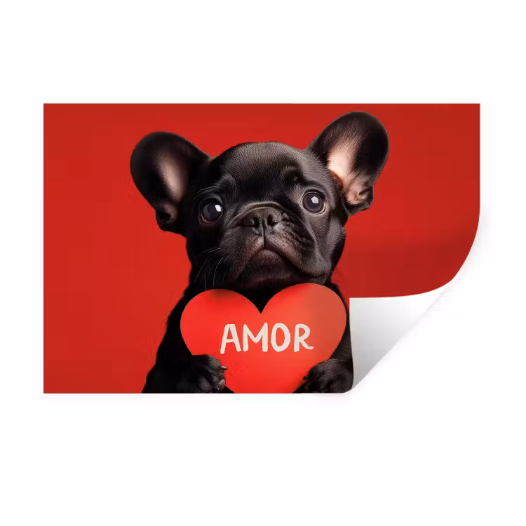 Muursticker - Amor - Hond - Hartje - Rood — 1