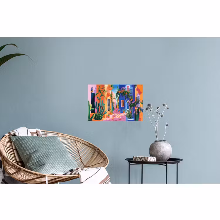 Muursticker - Geel - Blauw - Oranje - Huis — 4