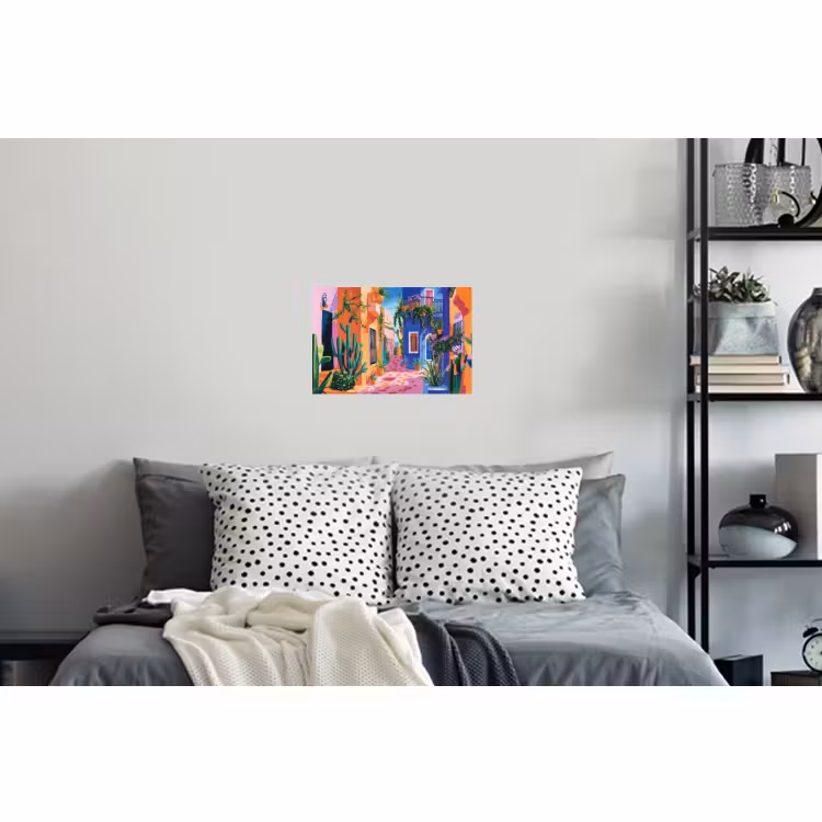 Muursticker - Geel - Blauw - Oranje - Huis — 5