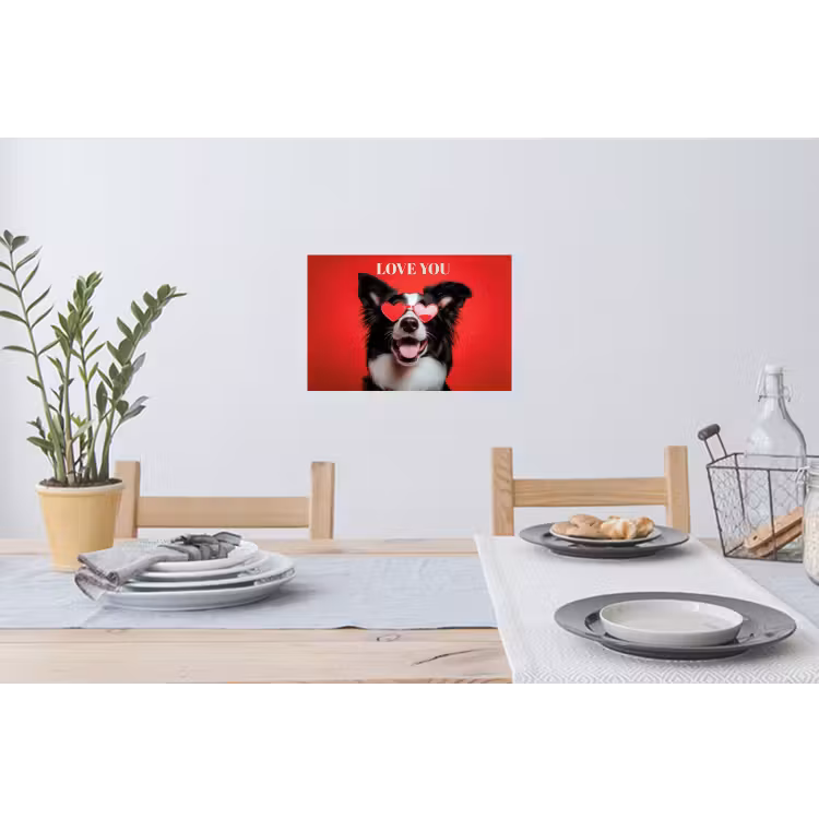Muursticker - Hond - Hartjesbril - Loveyou - Rood — 3