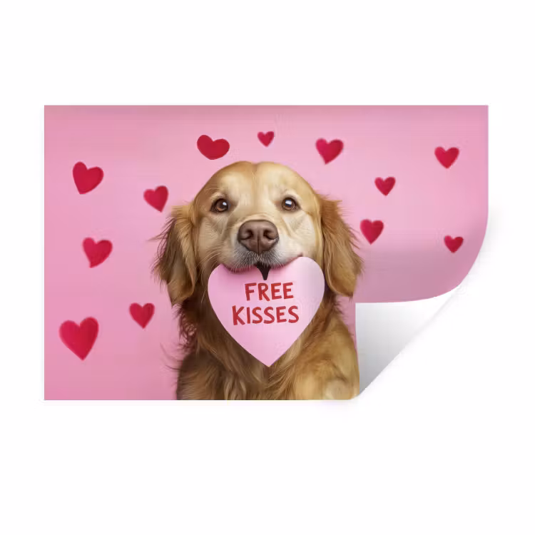 Muursticker - Hond - Kiss- Valentijn - Hartjes — 1