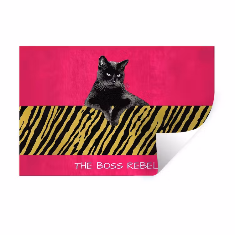 Muursticker - Kat - Baas - Roze - Tijgerprint — 1