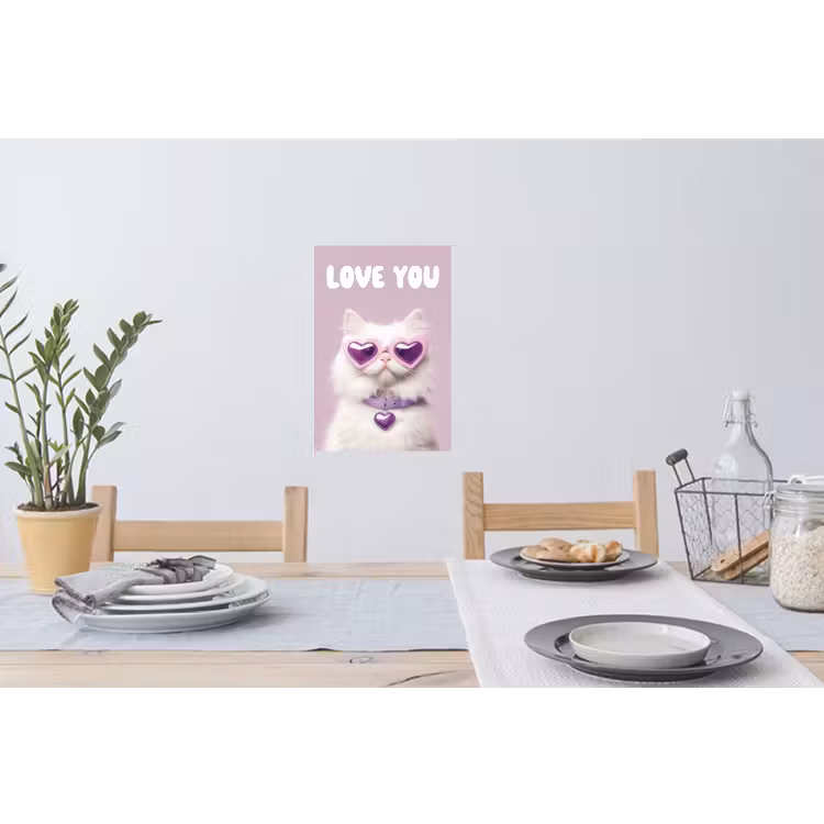 Muursticker - Kat - Love - Paars - Valentijn — 3