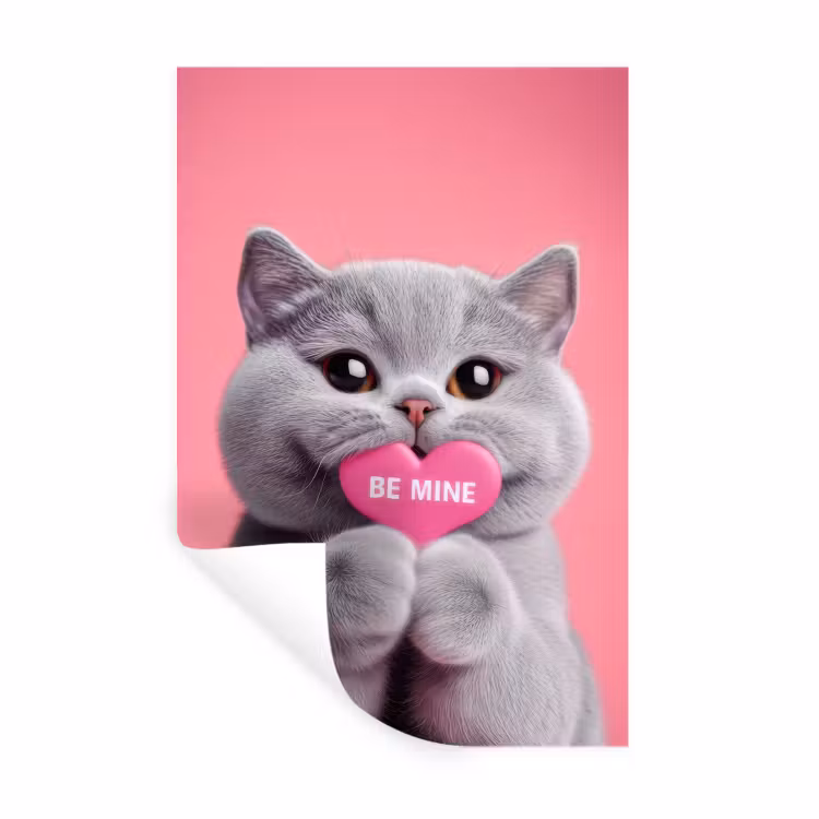 Muursticker - Kat - Valentijn - Roze - Liefde — 1