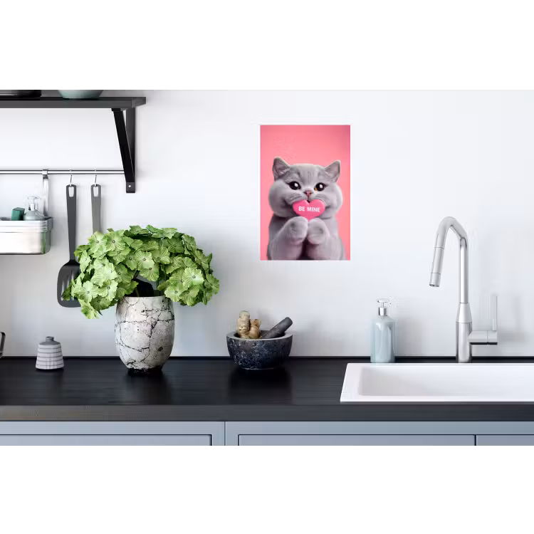 Muursticker - Kat - Valentijn - Roze - Liefde — 2