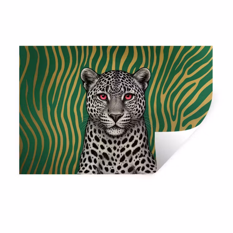 Muursticker - Panter - Zebrapatroon - Groen — 1