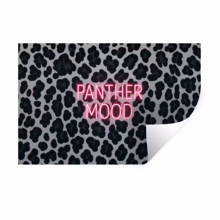 Muursticker - Panterprint - Zwart - Neonletters - Roze — 1