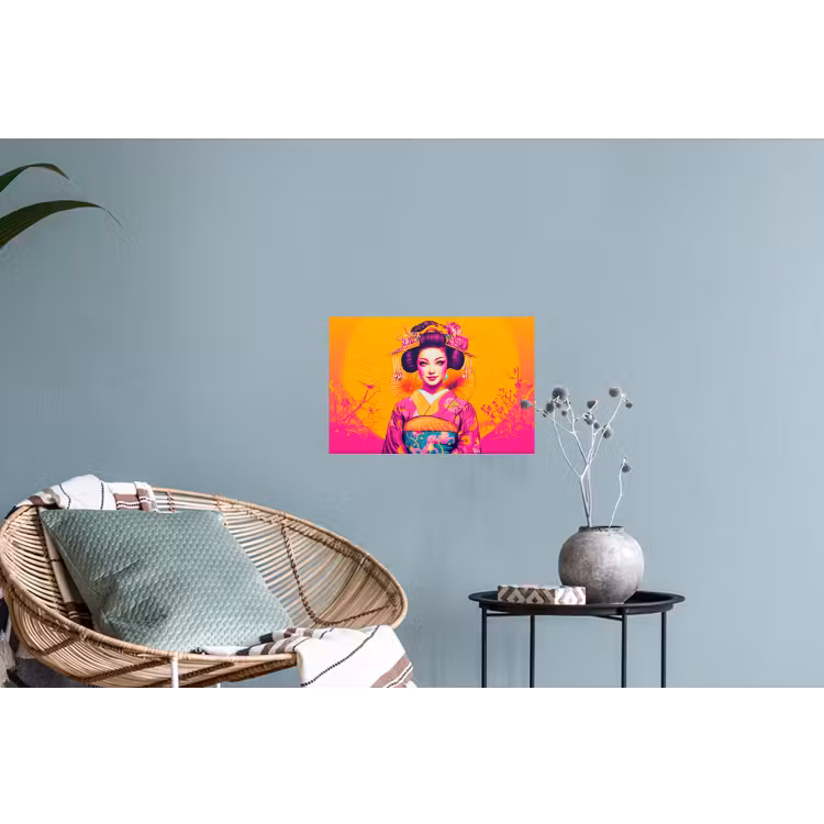 Muursticker - Bloemen - Vrouw - Kimono - Roze — 4