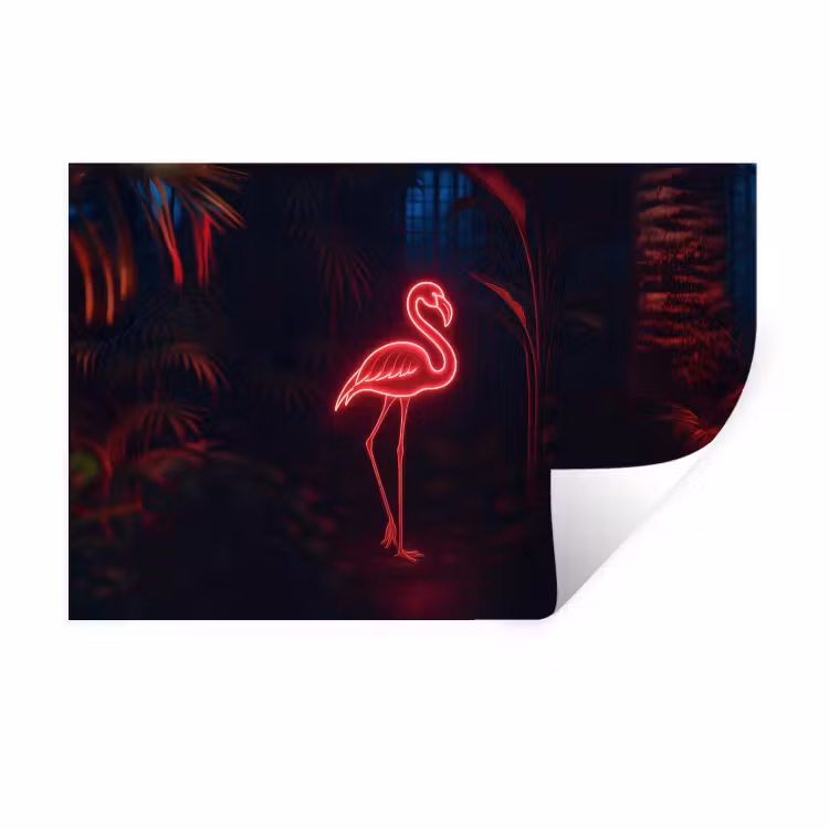 Muursticker - Flamingo - Roze - Neon - Licht — 1