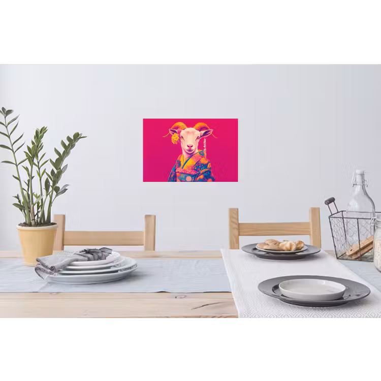 Muursticker - Geit - Hoorns - Kimono - Kleurrijk — 3