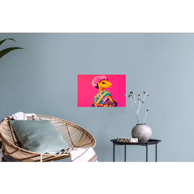 Muursticker - Hagedis - Bloemen - Roze - Kimono — 4