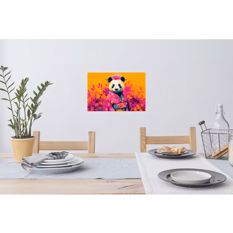 Muursticker - Kimono - Roze - Panda - Bloemenkroon — 3