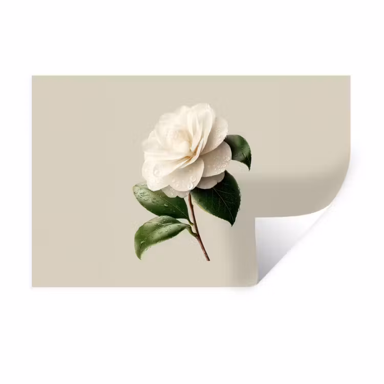 Muursticker - Cameliabloem - Wit - Groen — 1
