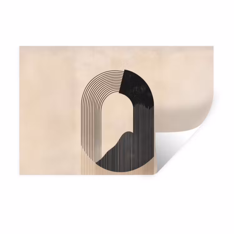Muursticker - Grafisch gebogen motief - Beige — 1