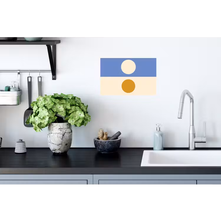 Muursticker - Cirkels - Symmetrisch - Wit - Blauw- Geel — 2