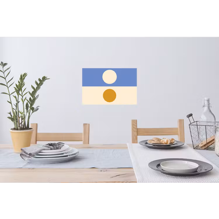 Muursticker - Cirkels - Symmetrisch - Wit - Blauw- Geel — 3