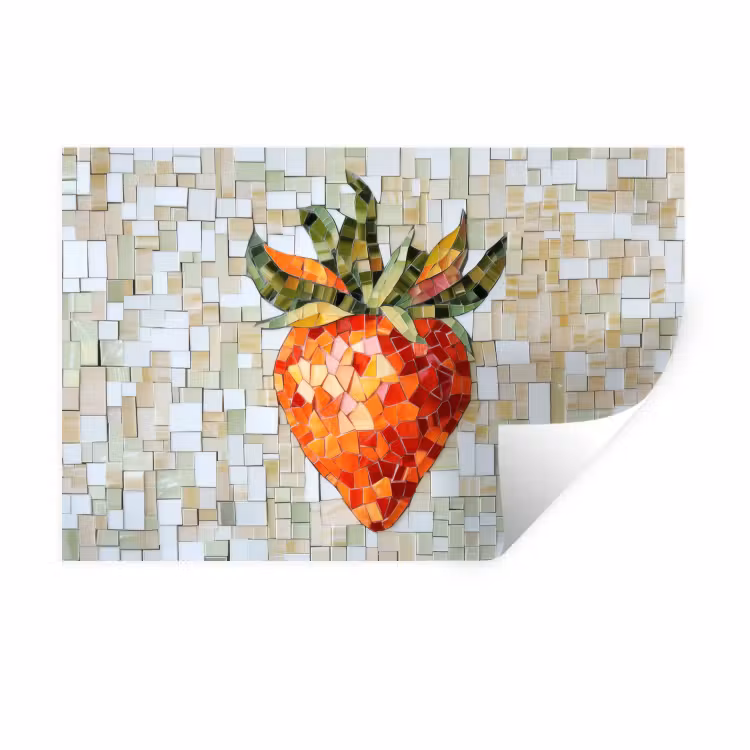 Muursticker - Aardbei - Rood - Mozaïek - Fruit — 1