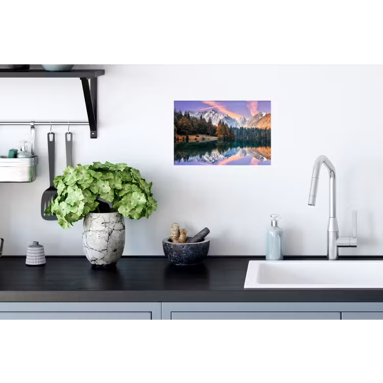 Muursticker - Bergen - Bos - Water - Lucht - Roze - Paars — 2