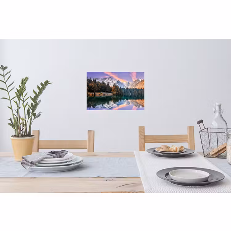 Muursticker - Bergen - Bos - Water - Lucht - Roze - Paars — 3
