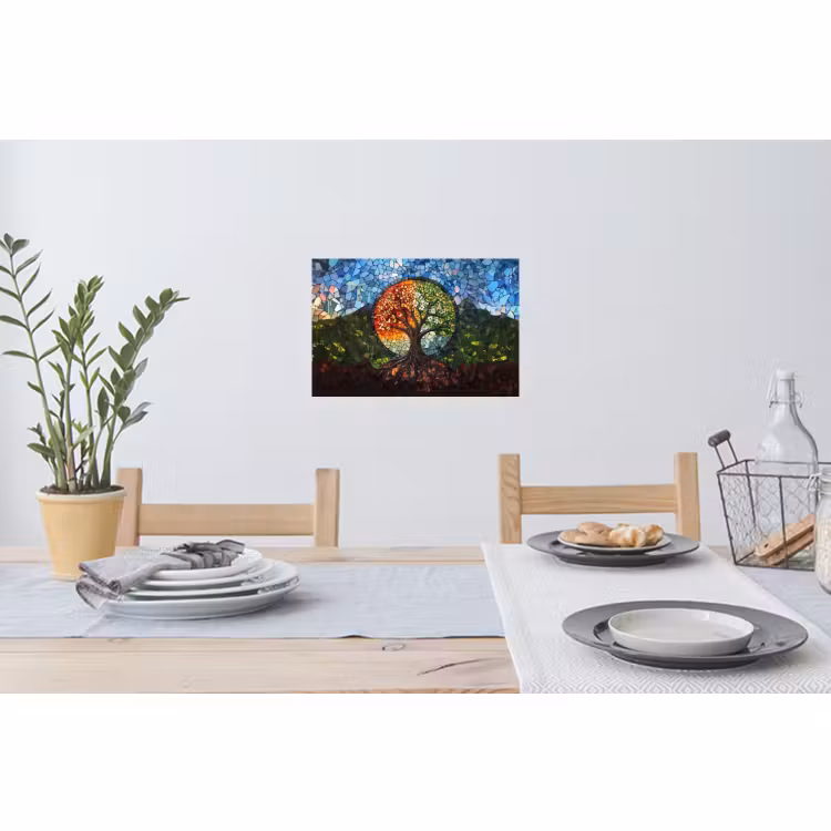 Muursticker - Boom - Seizoenen - Mozaïek - Bergen — 3