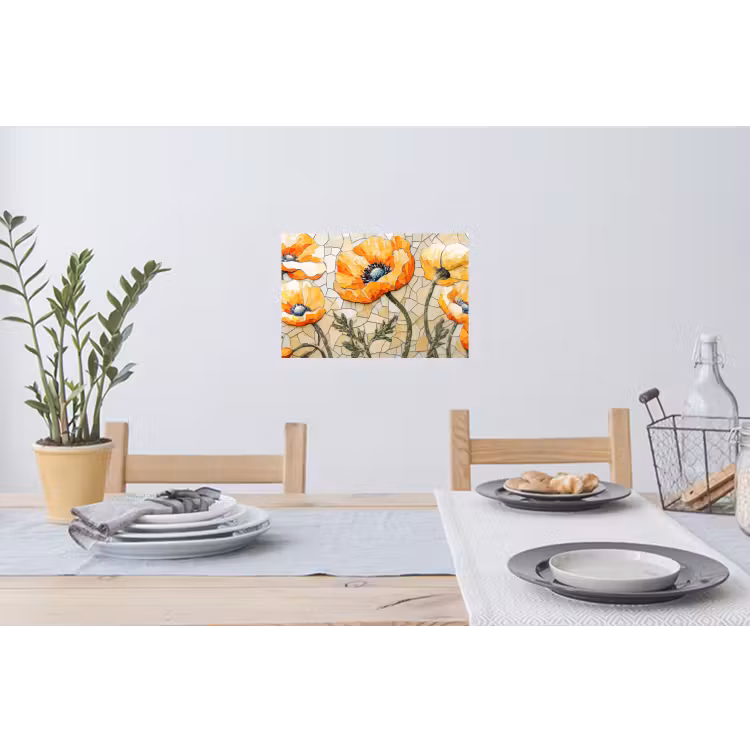 Muursticker - Klaprozen - Oranje - Mozaïek - Bladeren — 3