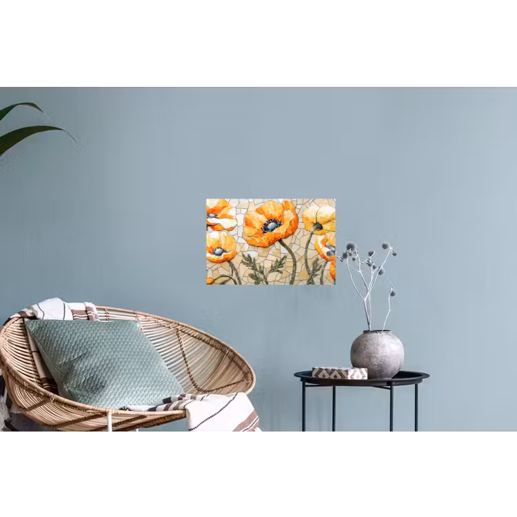 Muursticker - Klaprozen - Oranje - Mozaïek - Bladeren — 4
