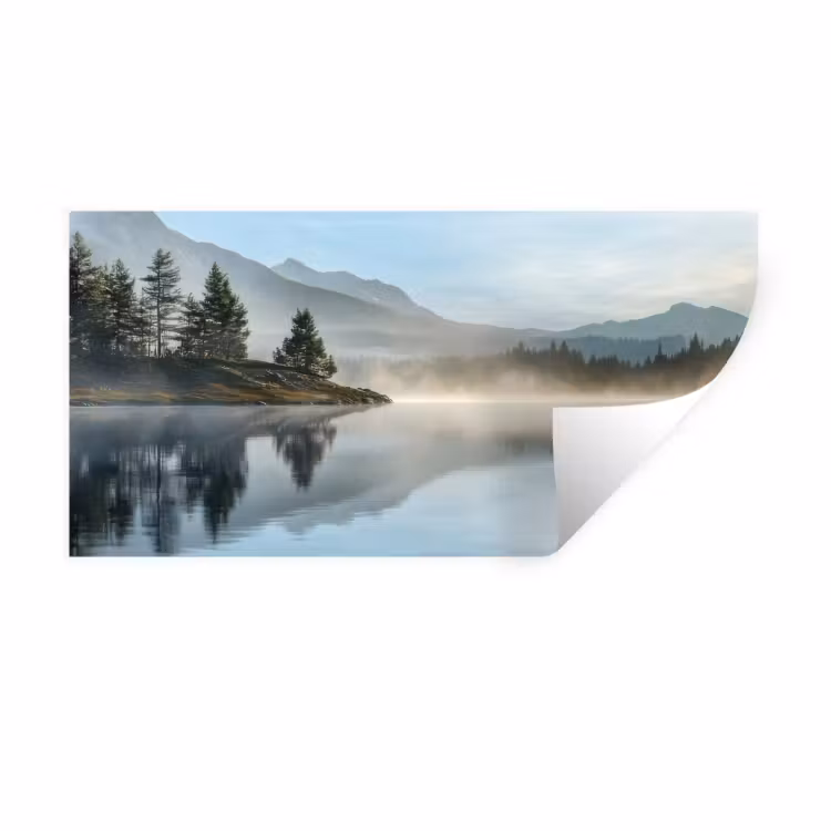 Muursticker - Meer - Mist - Bergen - Landschap — 1