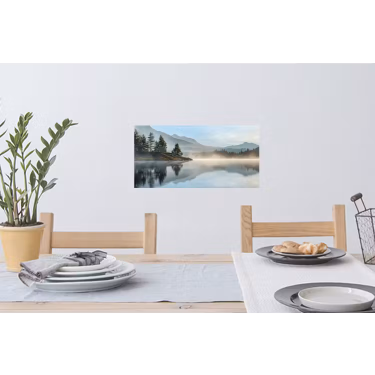 Muursticker - Meer - Mist - Bergen - Landschap — 3