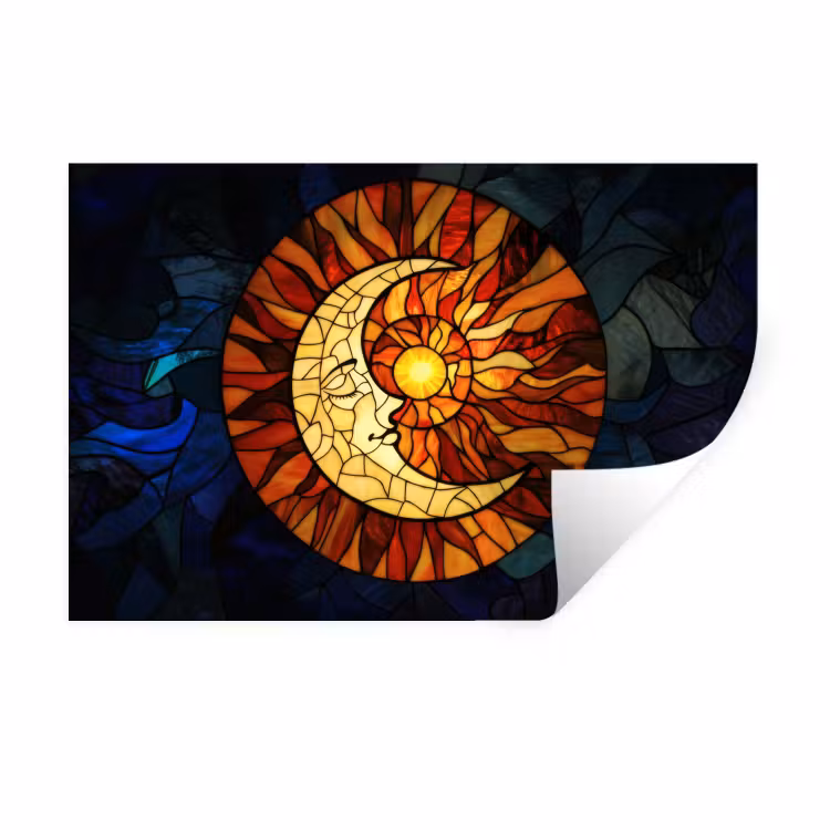 Muursticker - Mozaïek - Glas - Maan - Donkerblauw — 1