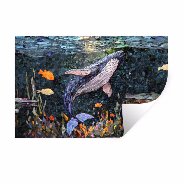 Muursticker - Mozaïek - Walvis - Koraal - Water — 1