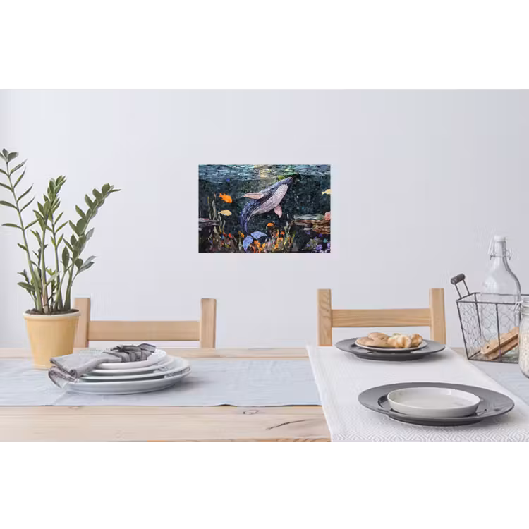 Muursticker - Mozaïek - Walvis - Koraal - Water — 3