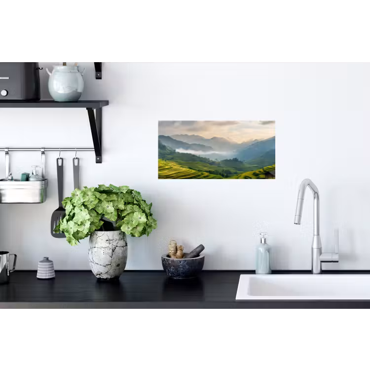 Muursticker - Rijstvelden - Bergen - Groen - Natuur — 2