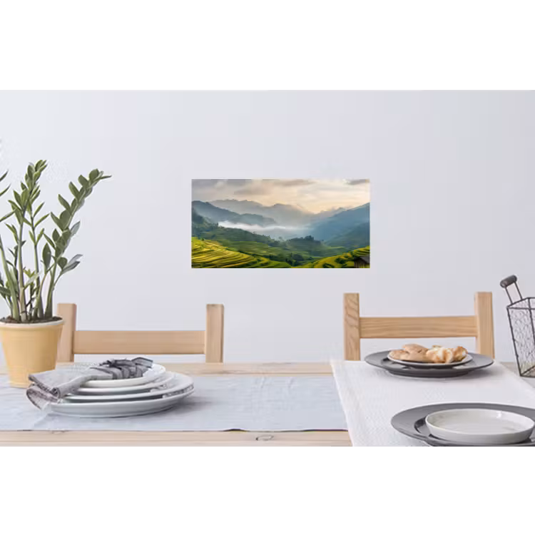 Muursticker - Rijstvelden - Bergen - Groen - Natuur — 3