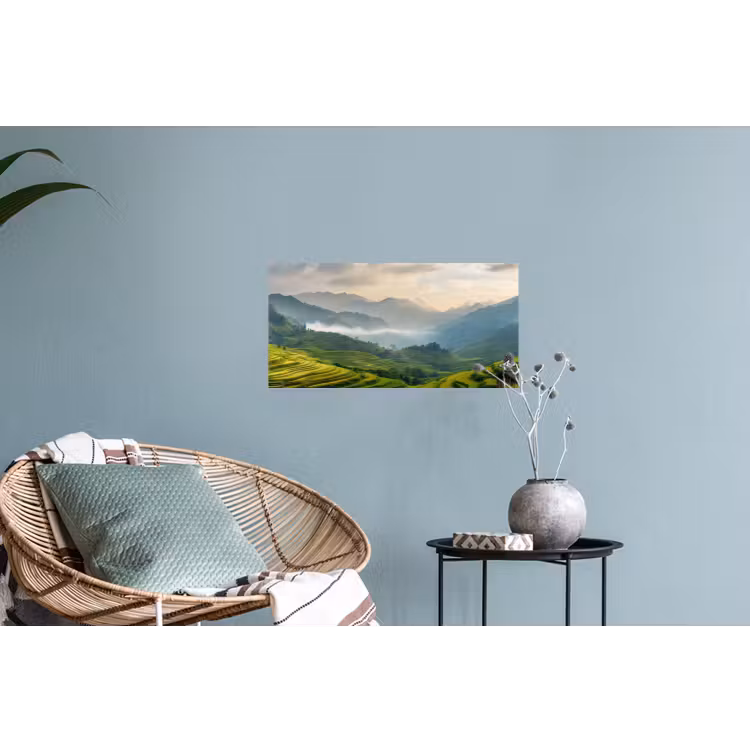 Muursticker - Rijstvelden - Bergen - Groen - Natuur — 4