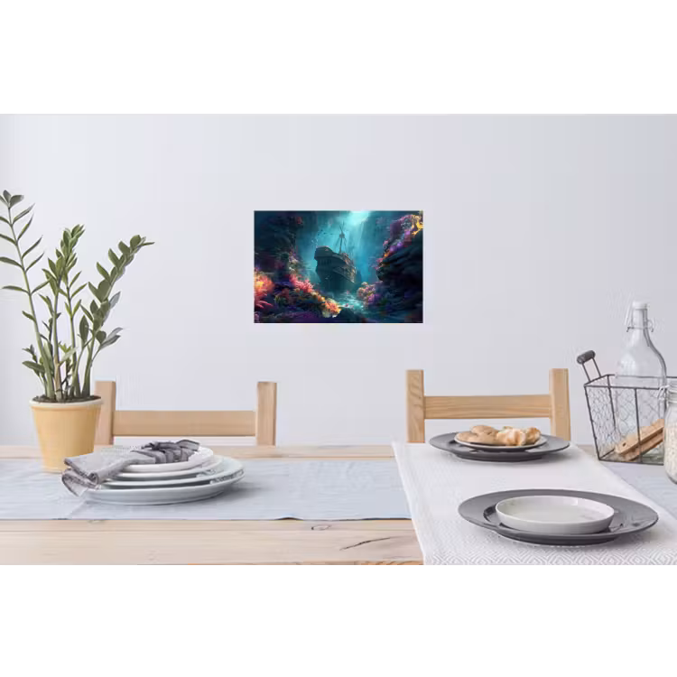 Muursticker - Schip - Hout - Koraalriffen - Zonlicht — 3