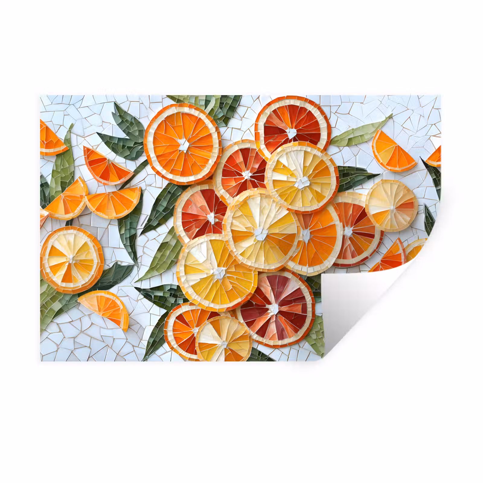 Muursticker - Schijfjes - Fruit - Oranje - Mozaïek — 1